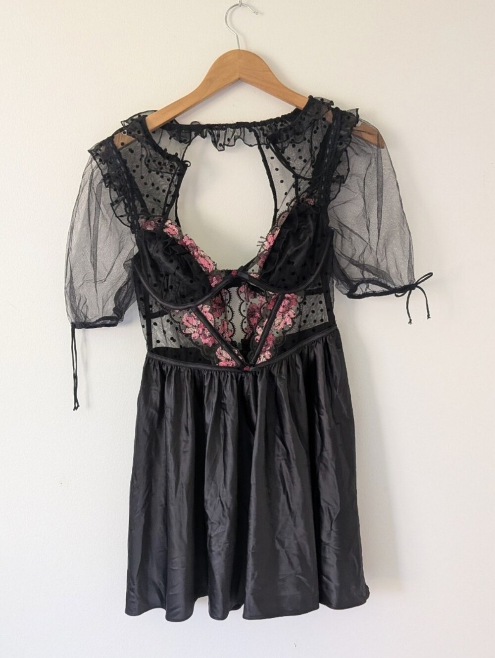 For Love and Lemons Juliet Puff‎ Sleeve Black Lace Dress